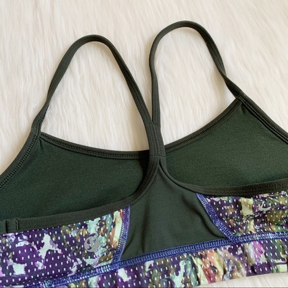 Lululemon Flow Y Bra IV Floral Sport Gator Green - Picture 9 of 13